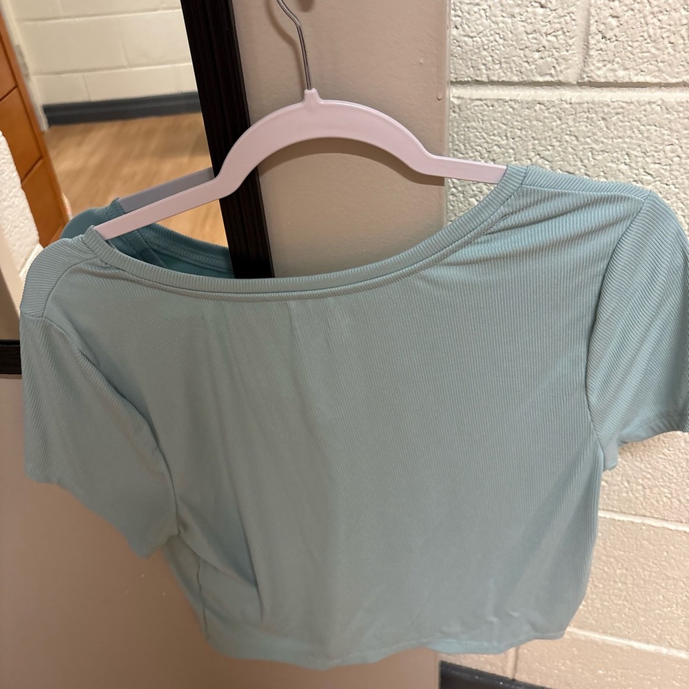 Blue Ribbed Crop Top - Picture 2 of 2